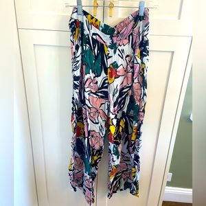 Wide leg tropical print pants
